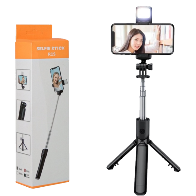 R1S Multifunction Bluetooth Selfie Stick Tripod with LED Fill Light