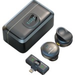 Ultra-Compact Dual Wireless Lavalier Microphone System with LED Charging Case